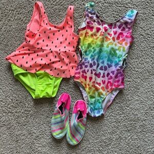 Colorful Kids Swimsuit Sets and shoes